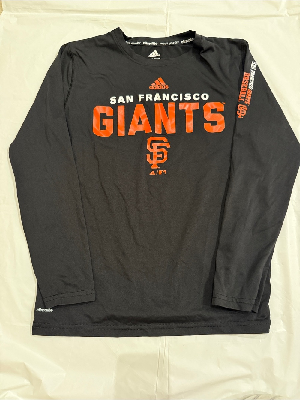 Child’s Adidas Black Long Sleeve San Francisco Giants Tee with Orange Logo